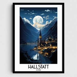 Hallstatt Travel Wall Art, Austria Painting Gifts, Europe Home Decor, Digital Prints Posters, Printable Handmade Art, Canvas Download