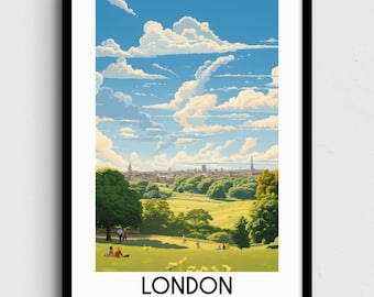 London Travel Art Print, Primrose Hill Painting (Digital Download)