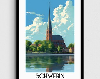 Schwerin Germany Travel Poster, Europe Home Decor (Digital Download)
