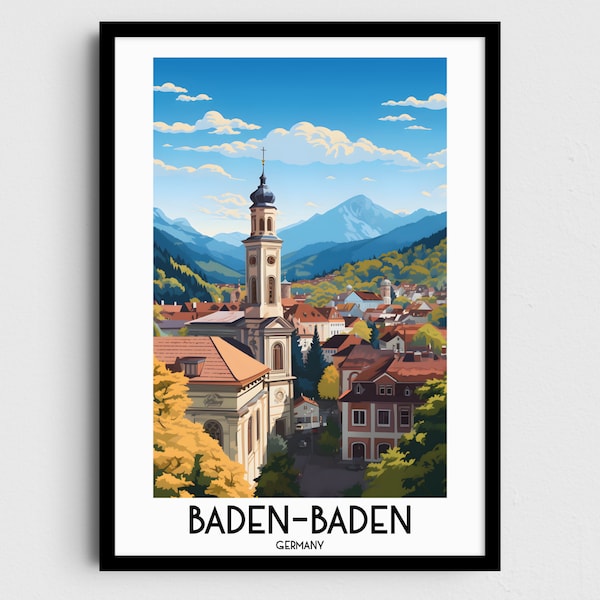 Baden-Baden Travel Wall Art, Germany Painting Gifts, Europe Home Decor, Digital Prints Posters, Printable Handmade Art, Canvas Download