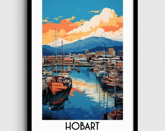 Hobart Tasmania Painting, Australia Travel Poster (Digital Download)