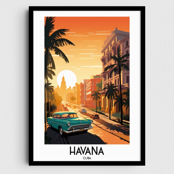 Arte de la pared de viajes de La Habana, regalos de pintura de Cuba, decoración del hogar caribeño, carteles de impresiones digitales, arte hecho a mano imprimible, descarga de lienzo de obras de arte