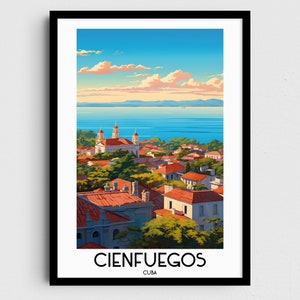 Cienfuegos Travel Wall Art, Cuba Painting Gifts, Caribbean Home Decor, Digital Prints Posters, Printable Handmade Art, Cuban Canvas Download