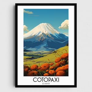 Cotopaxi Travel Wall Art, Regalos de pintura de Ecuador, Decoración del hogar de América del Sur, Carteles de impresiones digitales, Arte hecho a mano imprimible, Descarga de lienzo