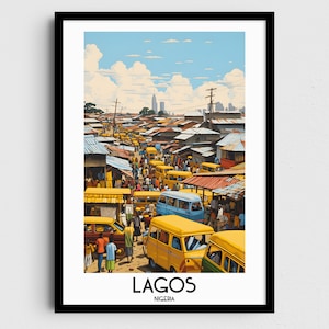 Lagos Travel Wall Art, Nigeria Painting Gifts, Africa Home Decor, Digital Prints Posters, Printable Handmade Art, Nigerian Canvas Download