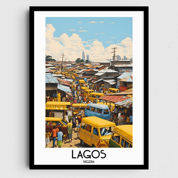 Lagos Travel Wall Art, Nigeria Painting Gifts, Africa Home Decor, Digital Prints Posters, Printable Handmade Art, Nigerian Canvas Download