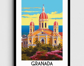 Granada Travel Wall Art, Nicaragua Painting Gifts, Caribbean Home Decor, Digital Prints Posters, Printable Handmade Art, Nicaraguan Download