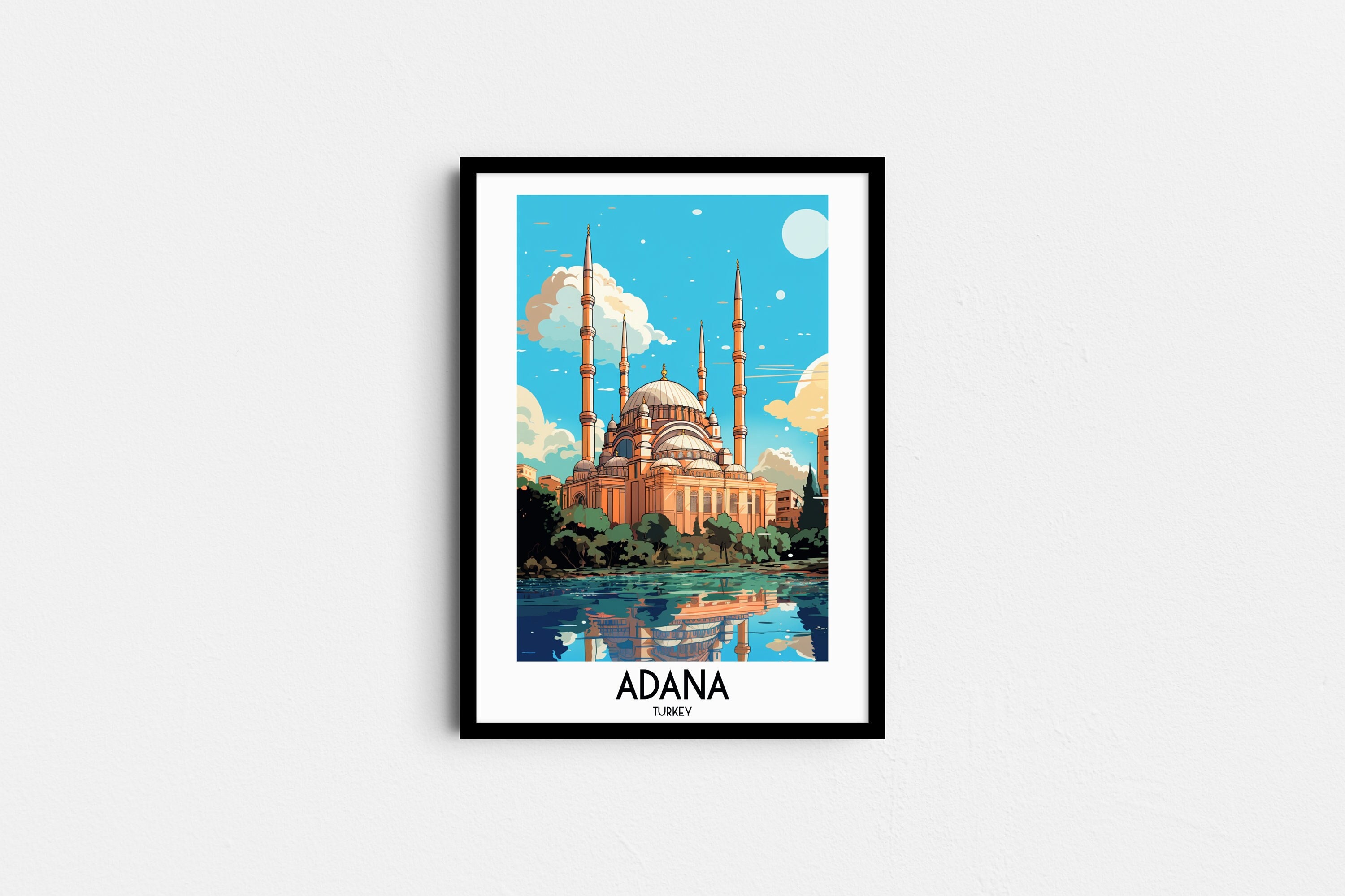 Arte de pared de viaje de Adana, regalos de pintura de Turquía, decoración del hogar de Oriente Medio, carteles impresos digitales, arte hecho a mano imprimible, descarga de lienzo