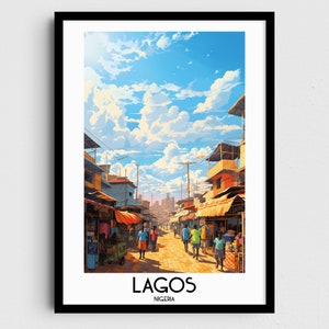 Lagos Travel Wall Art, Nigeria Painting Gifts, Africa Home Decor, Nigerian Digital Prints Posters, Printable Handmade Art, Canvas Download