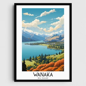 Wanaka Travel Wall Art, New Zealand Painting Gifts, Oceania Home Decor, Digital Prints Posters, Printable Handmade Art, Canvas Download