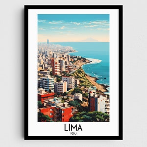 Lima Travel Wall Art, Peru Painting Gifts, South America Home Decor, Digital Prints Posters, Printable Handmade Art, Canvas Download