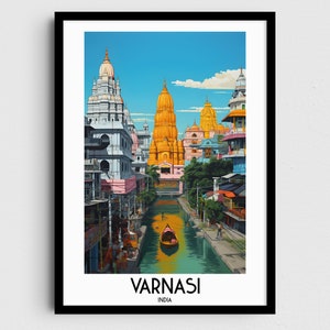 Varanasi Travel Wall Art, India Painting Gifts, Asia Home Decor, Digital Prints Posters, Printable Handmade Art, Indian Canvas Download