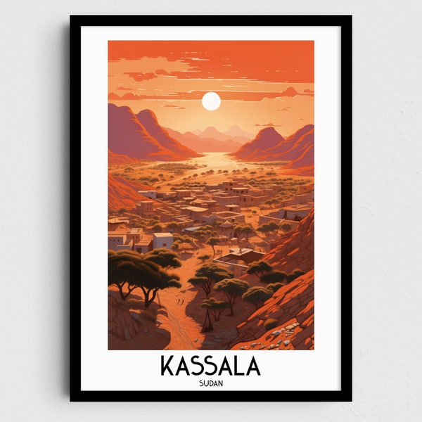 Kassala Travel Wall Art, Sudan Painting Gifts, Africa Home Decor, Digital Prints Posters, Printable Handmade Art, Sudanese Canvas Download