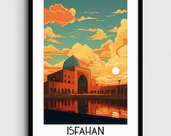 Isfahan Iran Travel Poster, Middle East Art Print (Digital Download)