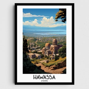 Art mural de voyage Hawassa, cadeaux de peinture en Éthiopie, décoration d'intérieur en Afrique, impressions numériques affiches, art imprimable fait main, toile à télécharger