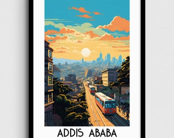 Addis Ababa Travel Wall Art, Ethiopia Painting Gifts, Africa Home Decor, Digital Prints Posters, Printable Handmade Art, Canvas Download