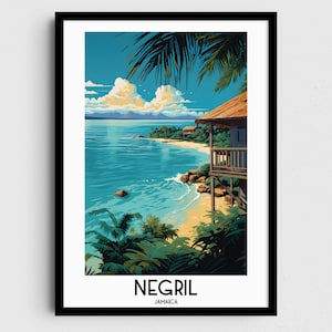 Negril Travel Wall Art, Jamaica Painting Gifts, Caribe Home Decor, Digital Prints Posters, Printable Handmade Art, Jamaican Beach