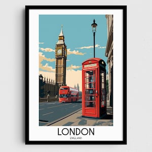 Arte de la pared de viajes de Londres, regalos de pintura de Inglaterra, decoración del hogar del Reino Unido, carteles de impresiones digitales, arte hecho a mano imprimible, descarga de lienzo en inglés
