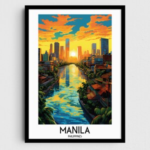 Manila Travel Wall Art, Philippines Painting Gifts, Asia Home Decor, Digital Prints Posters, Printable Handmade Art, Canvas Download