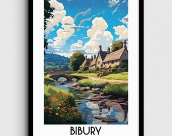 Bibury England Reise Poster, Cotswolds Dorf Kunst (Digitaler Download)