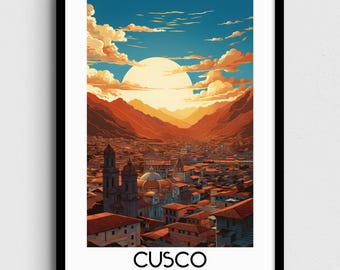 Cusco Peru Travel Poster, South America Wall Art (Digital Download)