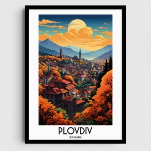 Arte de pared de viaje de Plovdiv, regalos de pintura de Bulgaria, decoración del hogar de Europa, carteles impresos digitales, arte hecho a mano imprimible, descarga de lienzo