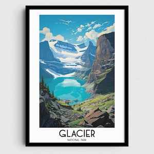 Glacier National Park Travel Wall Art, Montana Painting Gifts, USA Home Decor, Digital Prints Posters, Printable Handmade Art, American