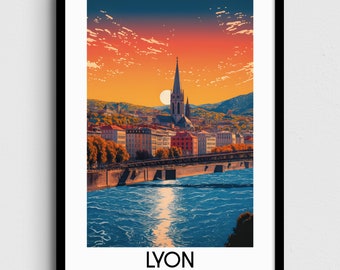 Lyon France Travel Poster, European Home Decor (Digital Download)