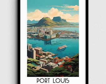 Port Louis Mauritius Travel Poster, Africa Home Decor (Digital Download)