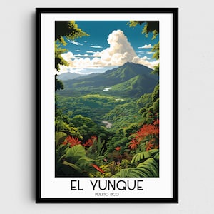 El Yunque Travel Wall Art, Puerto Rico Painting Gifts, Caribbean Home Decor, Digital Prints Posters, Printable Handmade Art, Canvas Download