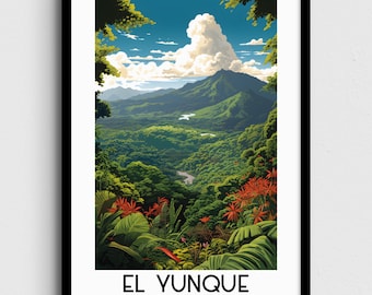 El Yunque Travel Wall Art, Puerto Rico Painting Gifts, Caribbean Home Decor, Digital Prints Posters, Printable Handmade Art, Canvas Download
