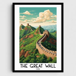 Great Wall of China Travel Wall Art, Asia Painting Gifts, Chinese Home Decor, Digital Prints Posters, Printable Handmade Art, Download