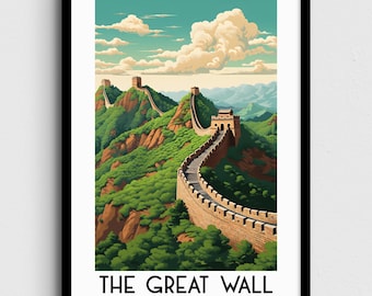 Great Wall of China Travel Wall Art, Asia Painting Gifts, Chinese Home Decor, Digital Prints Posters, Printable Handmade Art, Download