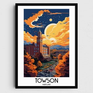 Towson Travel Wall Art, Maryland Painting Gifts, USA Home Decor, Digital Prints Posters, Printable Handmade Art, America Canvas Download