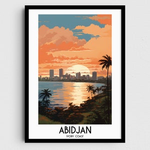 Arte de la pared del viaje de Abiyán, regalos de pintura de Costa de Marfil, decoración del hogar de África, carteles de impresiones digitales, arte hecho a mano imprimible, descarga de lienzo