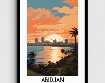 Abidjan Travel Wall Art, Ivory Coast Painting Gifts, Africa Home Decor, Digital Prints Posters, Printable Handmade Art, Canvas Download