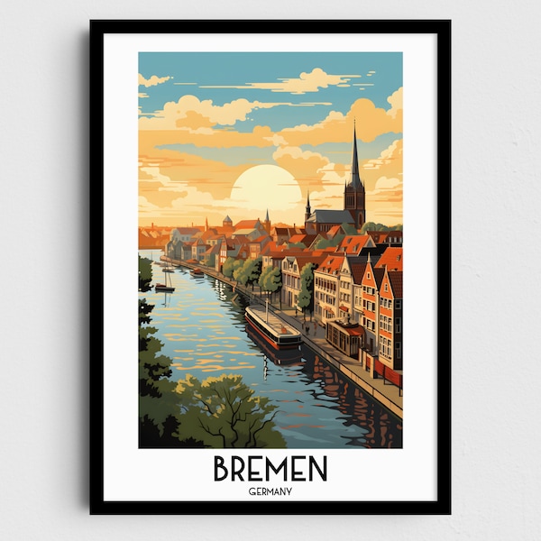 Bremen Travel Wall Art, Germany Painting Gifts, Europe Home Decor, Digital Prints Posters, Printable Handmade Art, German Canvas Download