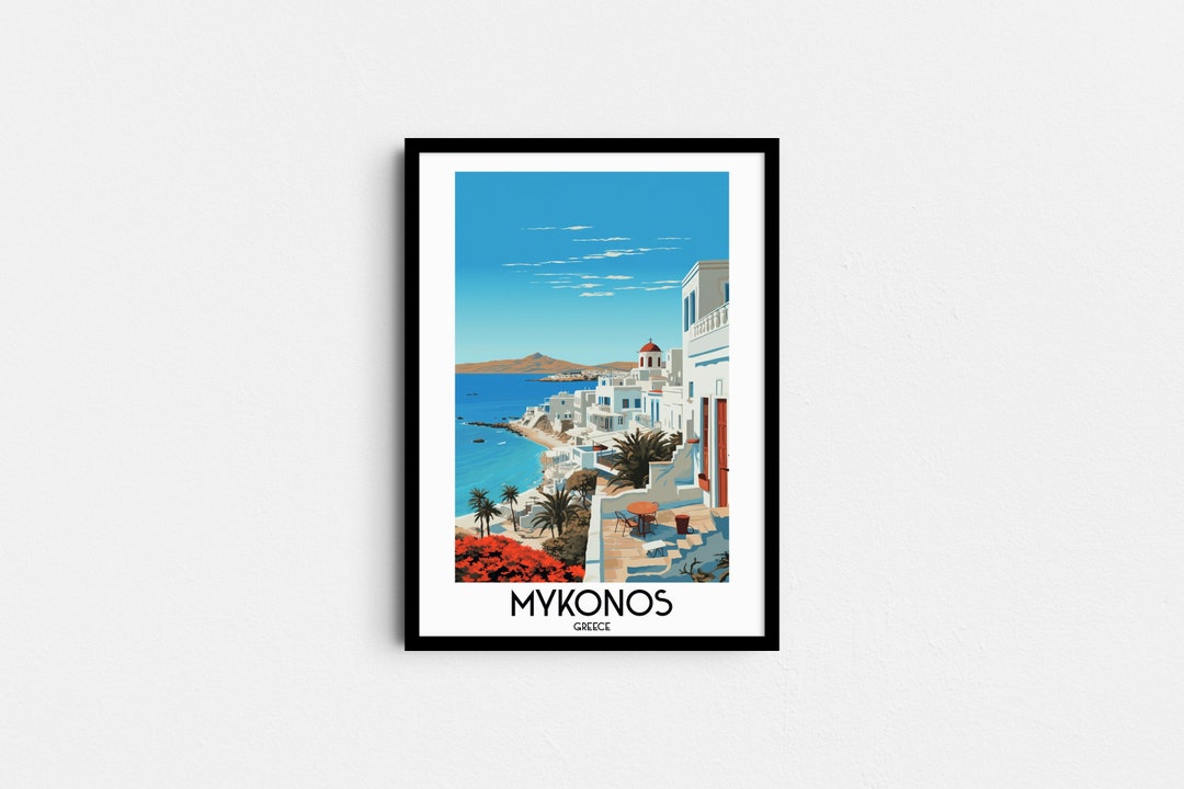 Mykonos Travel Wall Art, Greece Painting Gifts, Europe Home Decor