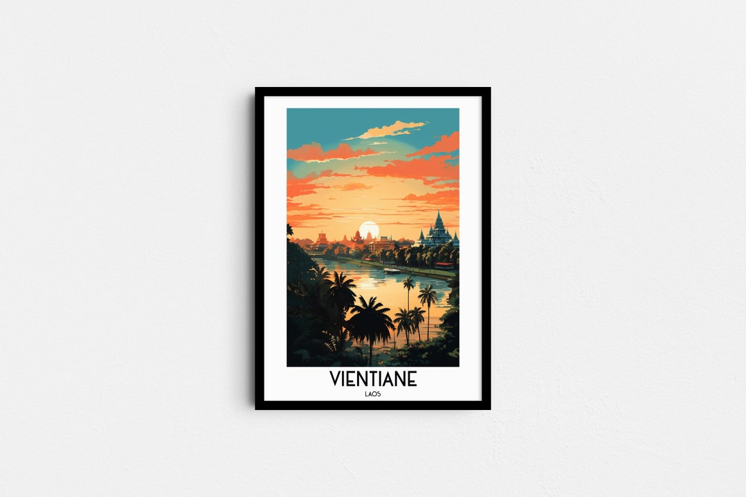 Vientiane Travel Wall Art, Laos Painting Gifts, Asia Home Decor, Digital Prints Posters