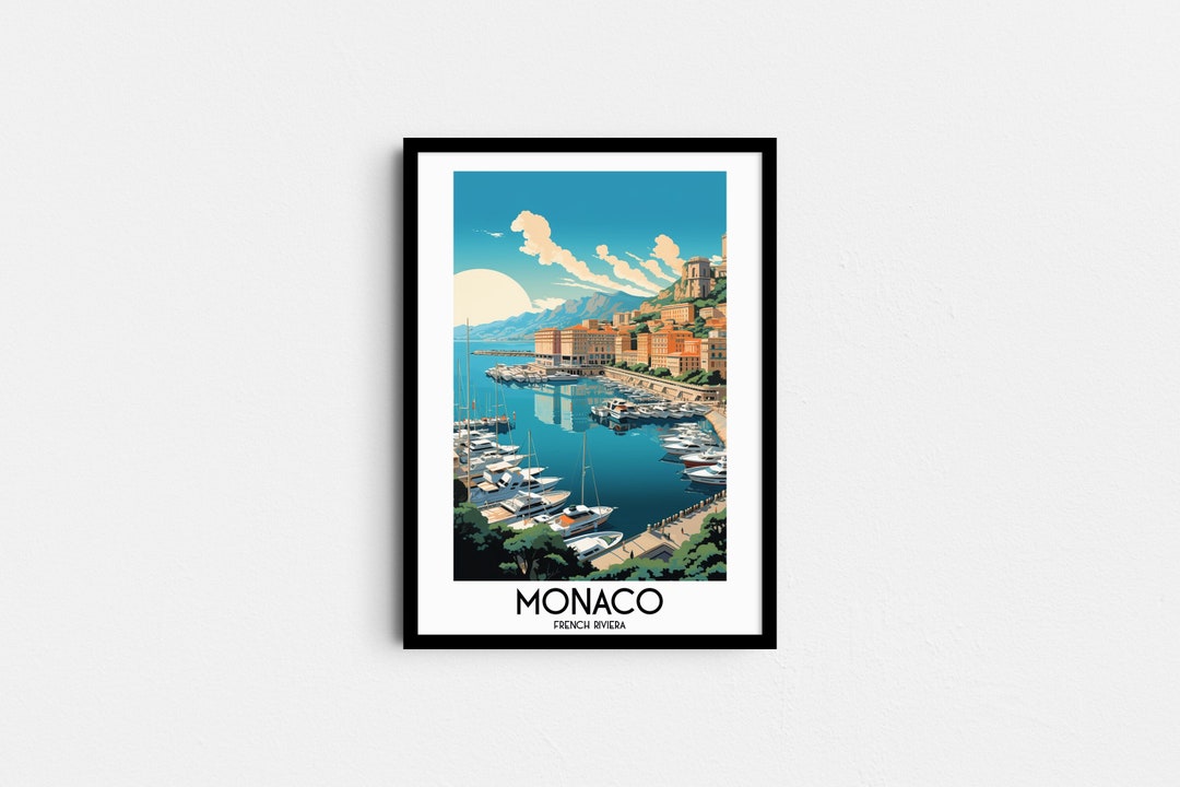 Monaco Travel Wall Art, Europe Painting Gifts, French Riviera Home