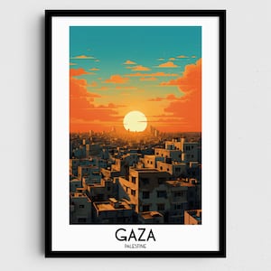 Gaza Reise Wandkunst, Palästina Malerei Geschenke, Naher Osten Wohnkultur, Digitaldrucke Poster, druckbare handgefertigte Kunst, Leinwand Download