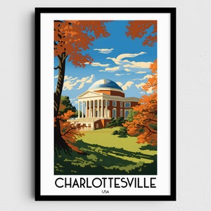 Charlottesville Travel Wall Art, Virginia Painting Gifts, USA Home Decor, Digital Prints Posters, Printable Handmade Art, Canvas Download