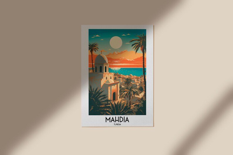 Mahdia Travel Wall Art, Tunisia Painting Gifts, Africa Home Decor ...