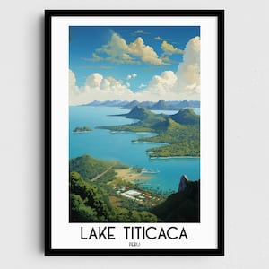 Lake Titicaca Travel Wall Art, Peru Painting Gifts, South America Home Decor, Digital Prints Posters, Printable Handmade Art, Download