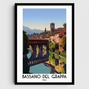 Arte mural de viaje de Bassano del Grappa, regalos de pintura de Italia, decoración del hogar de Europa, carteles con impresiones digitales, arte hecho a mano imprimible, lienzo italiano