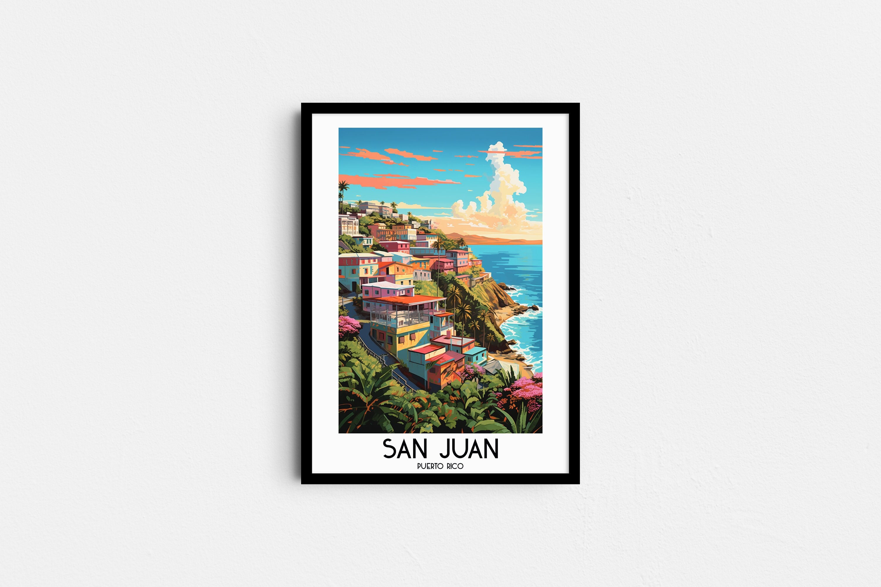 San Juan Travel Wall Art, Puerto Rico Painting Gifts, Caribbean Home Decor, Digital Prints Posters, Printable Handmade Art, Canvas Download