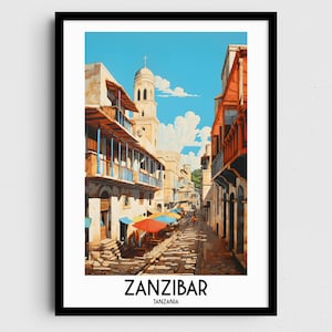 Zanzibar Travel Wall Art, Tanzania Painting Gifts, Africa Home Decor, Digital Prints Posters, Printable Handmade Art, Canvas Download