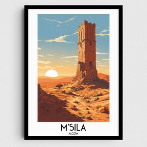 M'Sila Travel Wall Art, Algerije schilderij geschenken, Afrika woondecoratie, digitale prints posters, afdrukbare handgemaakte kunst, Algerijnse canvasdownload
