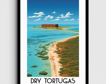 Dry Tortugas National Park Art Print, Florida Travel Poster (Digital Download)