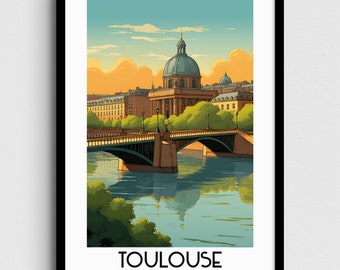 Pôster de viagem de Toulouse, França, decoração para casa na Europa (download digital)